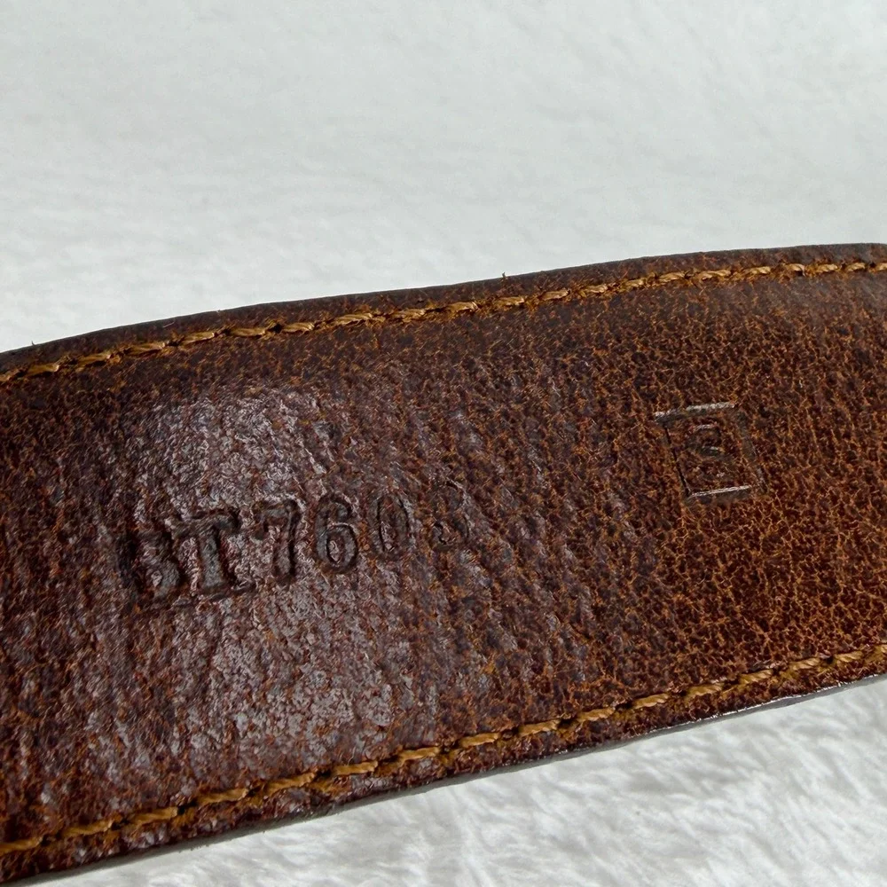 VTG Fossil Womens S Brown Leather Western Concho Belt Gold Tone Filigree Buckle‎